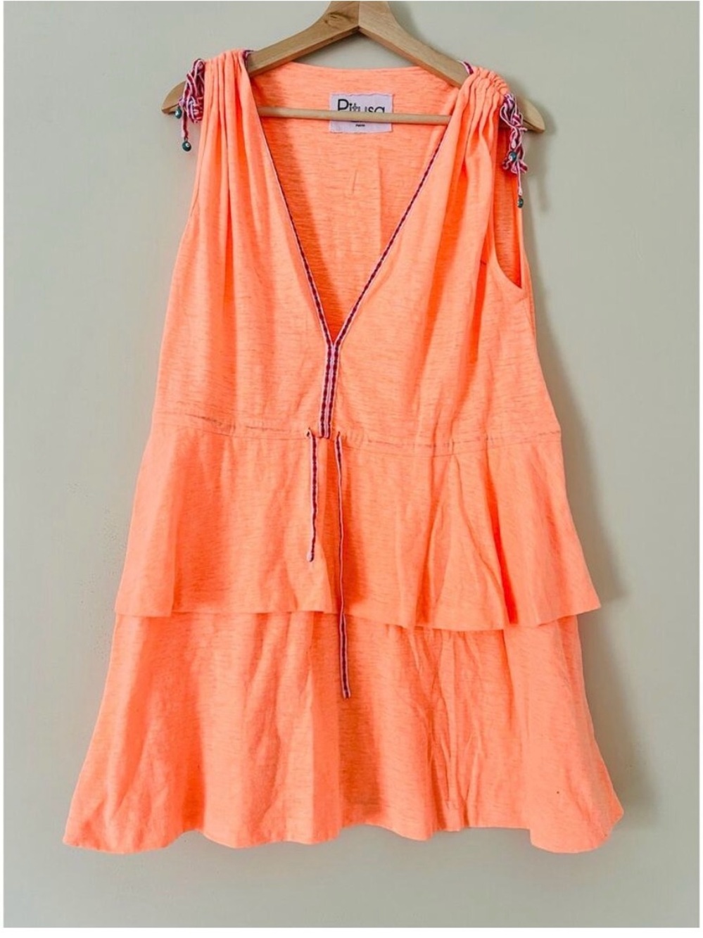 PITUSA Peach Tiered Summer Coverup Dress